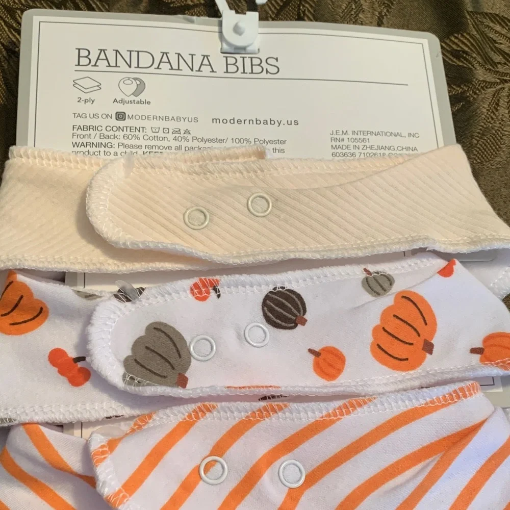 🆕- BY MODERN BABY 3 PACK FALL BANDANA BIBS